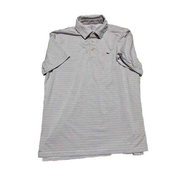 Vineyard Vines Shirt Mens Extra Large Mens Blue Red Sankaty Polo Striped Stretch - Picture 1 of 9